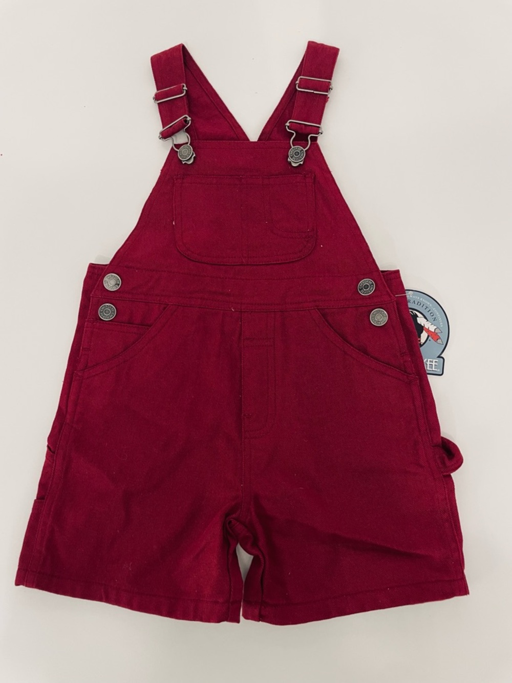 Cherokee Girls Raspberry Short Overalls with Adjustable Straps, size 3T Cottage